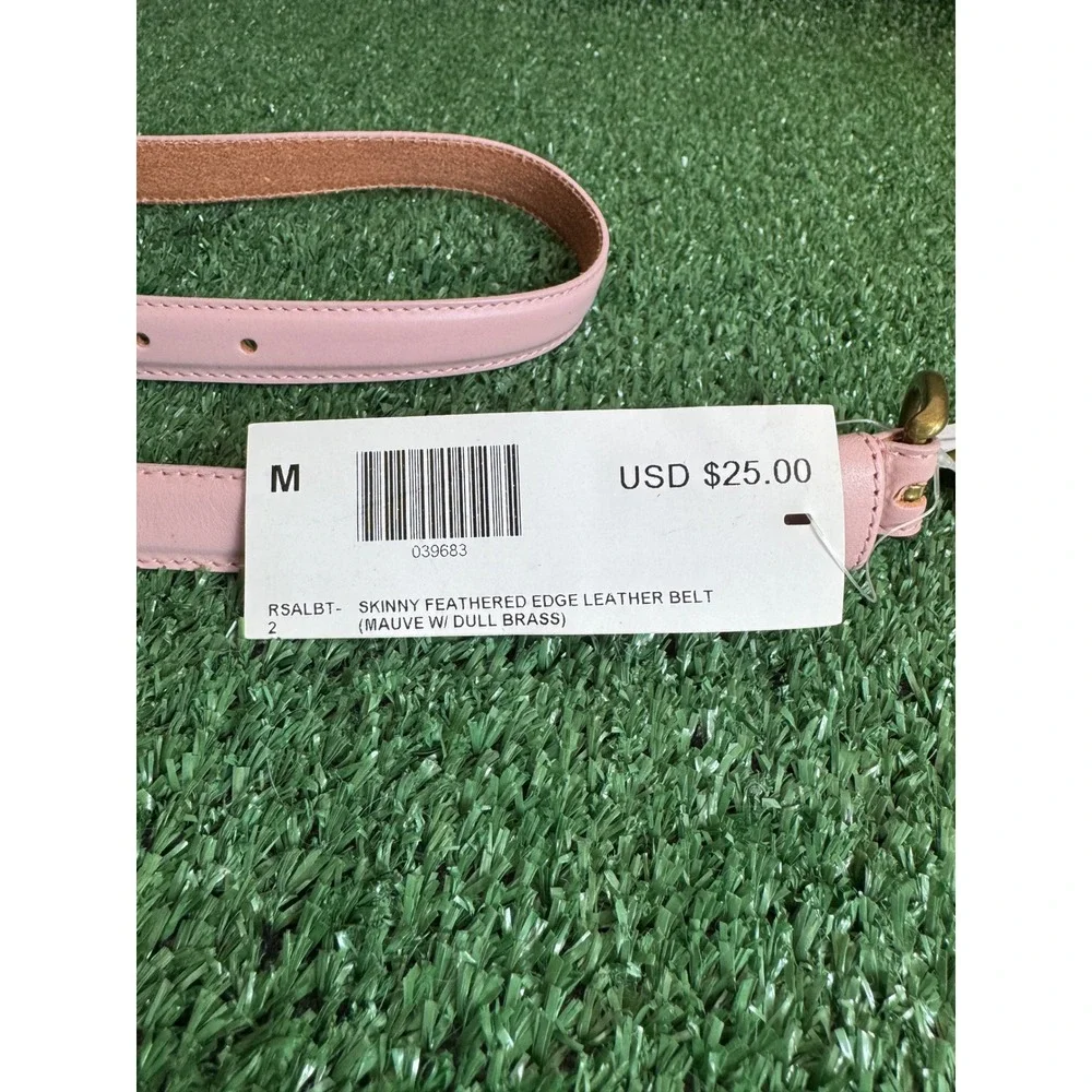 American Apparel Mauve Pink Skinny Feathered Edge Leather Belt